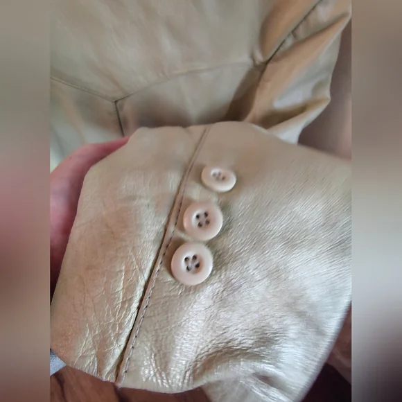 Vintage Cream Leather EXIT USAJacket for Men